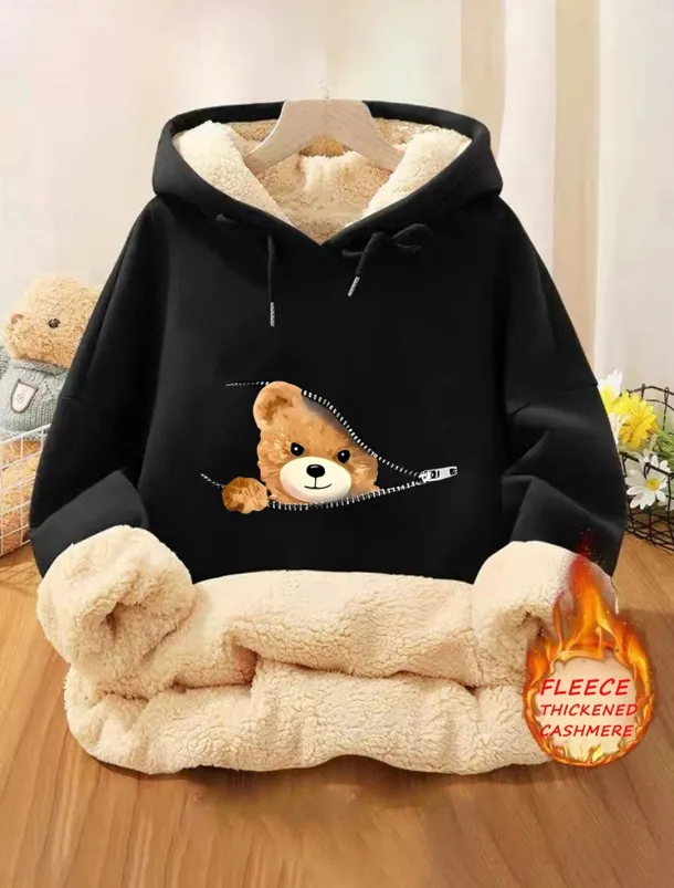 Women's Hoodie Sweatshirt Fleece Animal Street Dailywear Pocket Print Casual Comfrt Hoodie Long Sleeve Micro-elastic Fall Winter Fall & Winter Comfrt Breathable Soft Fabric