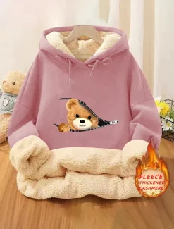 Women's Hoodie Sweatshirt Fleece Animal Street Dailywear Pocket Print Casual Comfrt Hoodie Long Sleeve Micro-elastic Fall Winter Fall & Winter Comfrt Breathable Soft Fabric