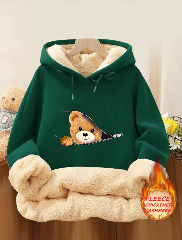 Women's Hoodie Sweatshirt Fleece Animal Street Dailywear Pocket Print Casual Comfrt Hoodie Long Sleeve Micro-elastic Fall Winter Fall & Winter Comfrt Breathable Soft Fabric