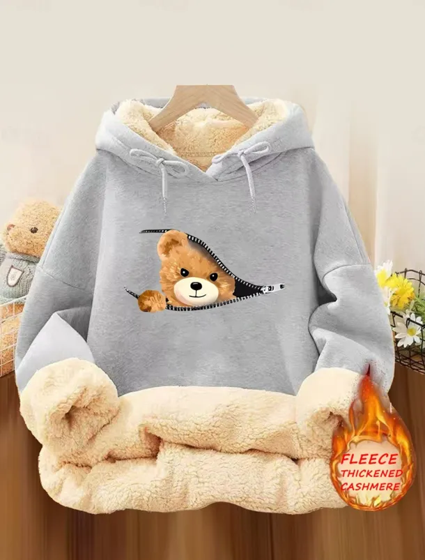 Women's Hoodie Sweatshirt Fleece Animal Street Dailywear Pocket Print Casual Comfrt Hoodie Long Sleeve Micro-elastic Fall Winter Fall & Winter Comfrt Breathable Soft Fabric