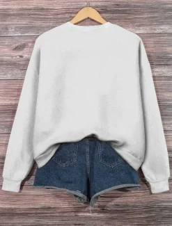 Women's Hoodies Cat Casual Long Sleeve Round Neck Regular Tops Work Dailywear Casual Print White Fall Winter