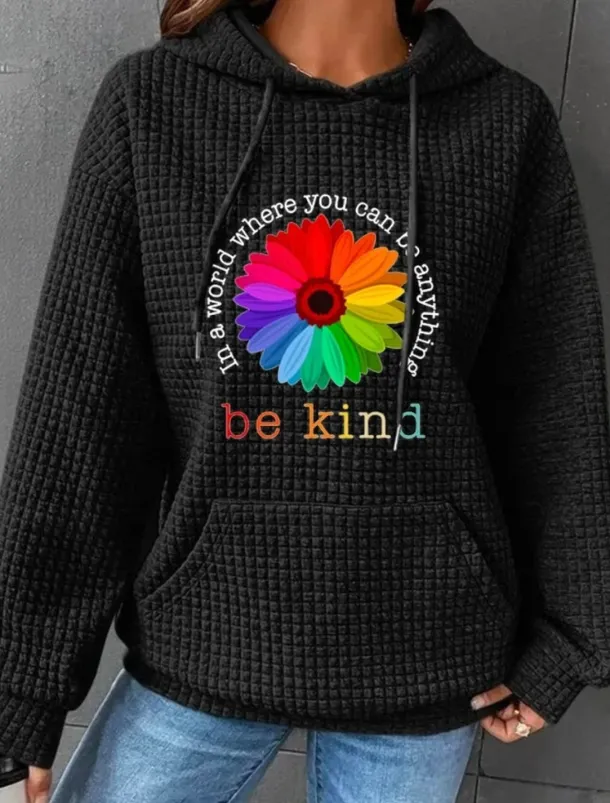 Women's Hoodies Floral Graphic Casual Long Sleeve Hooded Regular Tops Street Dailywear Casual Pocket Print Black White Pink Dark Blue Gray Fall Winter