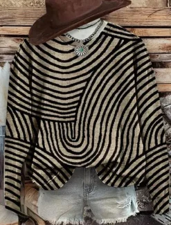 Women's Hoodies Geometric Color Block Punk Vintage Fashion Long Sleeve Crew Neck Regular Tops Street Dailywear Casual Print Khaki Spring Fall Winter