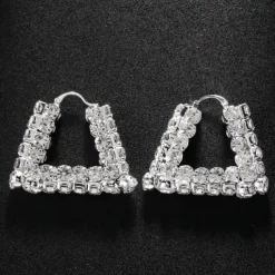 Women's Hoop Earrings Geometrical Precious Statement Imitation Diamond Earrings Jewelry Silver / Gold For Wedding Party Daily 1 Pair