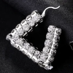 Women's Hoop Earrings Geometrical Precious Statement Imitation Diamond Earrings Jewelry Silver / Gold For Wedding Party Daily 1 Pair