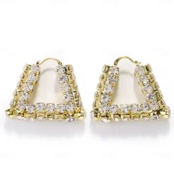 Women's Hoop Earrings Geometrical Precious Statement Imitation Diamond Earrings Jewelry Silver / Gold For Wedding Party Daily 1 Pair