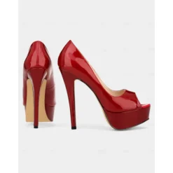 Women's Hot Pink Patent Peep Toe Stiletto Heels with Platform – Sexy High Heels for Nightlife Parties and Clubbing Events