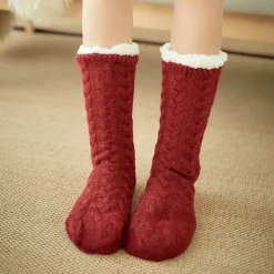 Women's House Socks With Grippers Super Soft Warm Cozy Fuzzy Fleece-Lined Socks Stockings Autumn Winter Ladies Floor Socks