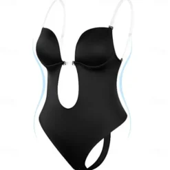 Women's Invishaper-Plunge Backless Bra Shaper Bra Bodysuits Seamless ThongWomen's Deep V-Neck Clear Strap for Parties Dresses