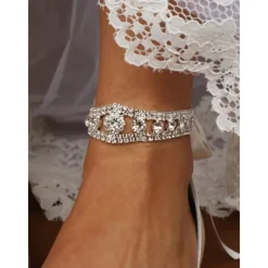 Women's Ivory Pointed-Toe Flats with Rhinestone Ankle Strap – Chic Ballet Flats for Date Night & Wedding