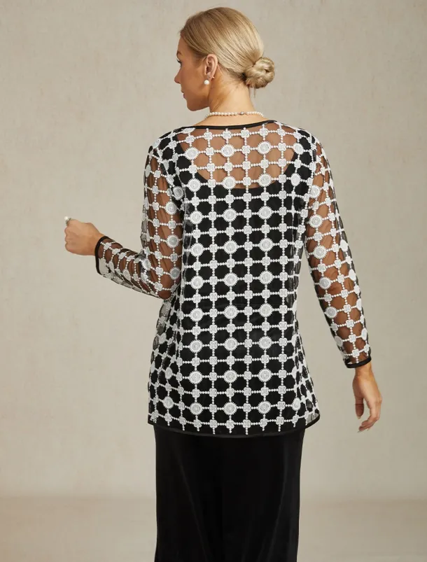 Women's Jacket Coat Blazer Lace Embroidered Color Block Elegant Floral Anniversary Wedding Guest Daily Cocktail Party Open Front Regular Crewneck Regular Fit Long Sleeve Outerwear Black