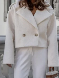 Women's Jacket Vacation Button Solid Color Windproof Fashion Regular Fit Outerwear Long Sleeve Fall Black S