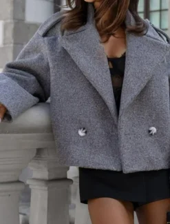 Women's Jacket Vacation Button Solid Color Windproof Fashion Regular Fit Outerwear Long Sleeve Fall Black S