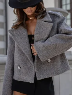 Women's Jacket Vacation Button Solid Color Windproof Fashion Regular Fit Outerwear Long Sleeve Fall Black S