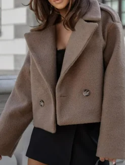 Women's Jacket Vacation Button Solid Color Windproof Fashion Regular Fit Outerwear Long Sleeve Fall Black S