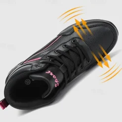 Women's Jazz Shoes Dance Sneakers Line Dance Performance Training Party Leatherette Loafers Softer Professional Split Sole Thick Heel Round Toe Lace-up Teenager Adults' Black / Gold White / Silver