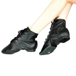 Women's Jazz Shoes Modern Shoes Dance Boots Performance Training Practice Flat Oxford Flat Heel Round Toe Lace-up Adults' Black
