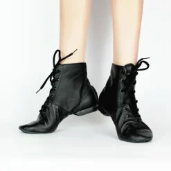 Women's Jazz Shoes Modern Shoes Dance Boots Performance Training Practice Flat Oxford Flat Heel Round Toe Lace-up Adults' Black