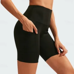 Women's Joggers Gym Shorts Yoga Pants Pocket with Phone Pocket Lightweight High Waist Yoga Fitness Gym Workout Shorts Fashion Black-White Black Burgundy Fall Sports Activewear Micro-elastic Skinny