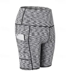 Women's Joggers Gym Shorts Yoga Pants Pocket with Phone Pocket Lightweight High Waist Yoga Fitness Gym Workout Shorts Fashion Black-White Black Burgundy Fall Sports Activewear Micro-elastic Skinny