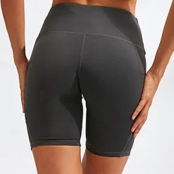 Women's Joggers Gym Shorts Yoga Pants Pocket with Phone Pocket Lightweight High Waist Yoga Fitness Gym Workout Shorts Fashion Black-White Black Burgundy Fall Sports Activewear Micro-elastic Skinny