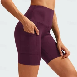 Women's Joggers Gym Shorts Yoga Pants Pocket with Phone Pocket Lightweight High Waist Yoga Fitness Gym Workout Shorts Fashion Black-White Black Burgundy Fall Sports Activewear Micro-elastic Skinny