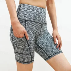 Women's Joggers Gym Shorts Yoga Pants Pocket with Phone Pocket Lightweight High Waist Yoga Fitness Gym Workout Shorts Fashion Black-White Black Burgundy Fall Sports Activewear Micro-elastic Skinny