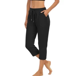 Women's Joggers Sweatpants Pocket Drawstring High Waist Capris Athletic Athleisure Breathable Quick Dry Moisture Wicking Yoga Fitness Gym Workout Sportswear Activewear Fashion Black Light Grey Dark