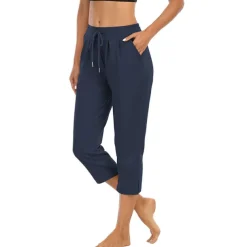 Women's Joggers Sweatpants Pocket Drawstring High Waist Capris Athletic Athleisure Breathable Quick Dry Moisture Wicking Yoga Fitness Gym Workout Sportswear Activewear Fashion Black Light Grey Dark