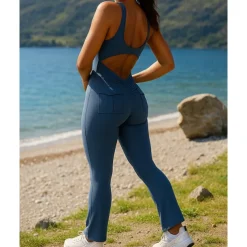 Women's Jumpsuit Activewear Set One-piece Athletic Sleeveless Breathable Quick Dry Quick-drying Sportswear Activewear Solid Colored Black Blue Dark Gray