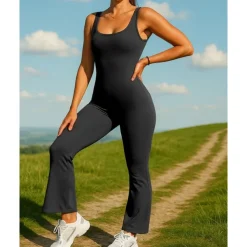 Women's Jumpsuit Activewear Set One-piece Athletic Sleeveless Breathable Quick Dry Quick-drying Sportswear Activewear Solid Colored Black Blue Dark Gray