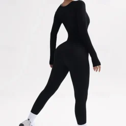 Women's Jumpsuit Workout Jumpsuit Onesie Basic Solid Color Bodysuit Romper Black Blue Yoga Fitness Gym Workout Breathable Soft Long Sleeve Sport Activewear Stretchy Slim