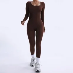 Women's Jumpsuit Workout Jumpsuit Onesie Basic Solid Color Bodysuit Romper Black Blue Yoga Fitness Gym Workout Breathable Soft Long Sleeve Sport Activewear Stretchy Slim