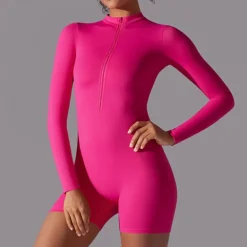 Women's Jumpsuit Workout Jumpsuit Onesie Zipper Solid Color Bodysuit Romper Black White Yoga Fitness Gym Workout High Waist Breathable Soft Long Sleeve Sport Activewear Micro-elastic Slim