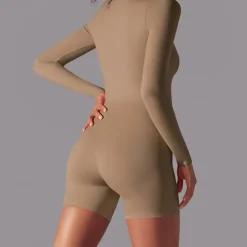 Women's Jumpsuit Workout Jumpsuit Onesie Zipper Solid Color Bodysuit Romper Black White Yoga Fitness Gym Workout High Waist Breathable Soft Long Sleeve Sport Activewear Micro-elastic Slim