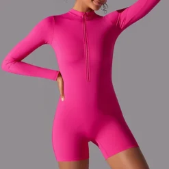 Women's Jumpsuit Workout Jumpsuit Onesie Zipper Solid Color Bodysuit Romper Black White Yoga Fitness Gym Workout High Waist Breathable Soft Long Sleeve Sport Activewear Micro-elastic Slim