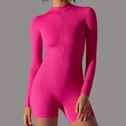 Women's Jumpsuit Workout Jumpsuit Onesie Zipper Solid Color Bodysuit Romper Black White Yoga Fitness Gym Workout High Waist Breathable Soft Long Sleeve Sport Activewear Micro-elastic Slim