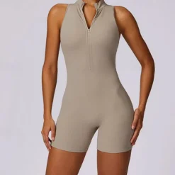 Women's Jumpsuit Workout Jumpsuit Onesie Zipper Solid Color Bodysuit Romper Black Fuchsia Yoga Fitness Gym Workout High Waist Breathable Soft Sleeveless Sport Activewear Micro-elastic Slim