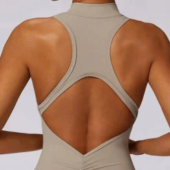 Women's Jumpsuit Workout Jumpsuit Onesie Zipper Solid Color Bodysuit Romper Black Fuchsia Yoga Fitness Gym Workout High Waist Breathable Soft Sleeveless Sport Activewear Micro-elastic Slim