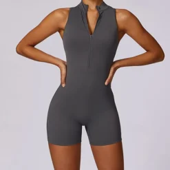 Women's Jumpsuit Workout Jumpsuit Onesie Zipper Solid Color Bodysuit Romper Black Fuchsia Yoga Fitness Gym Workout High Waist Breathable Soft Sleeveless Sport Activewear Micro-elastic Slim