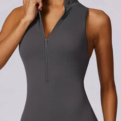 Women's Jumpsuit Workout Jumpsuit Onesie Zipper Solid Color Bodysuit Romper Black Fuchsia Yoga Fitness Gym Workout High Waist Breathable Soft Sleeveless Sport Activewear Micro-elastic Slim