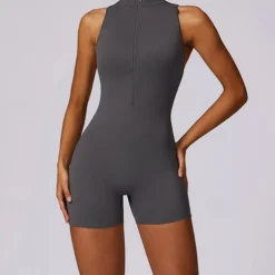 Women's Jumpsuit Workout Jumpsuit Onesie Zipper Solid Color Bodysuit Romper Black Fuchsia Yoga Fitness Gym Workout High Waist Breathable Soft Sleeveless Sport Activewear Micro-elastic Slim