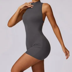 Women's Jumpsuit Workout Jumpsuit Onesie Zipper Solid Color Bodysuit Romper Black Fuchsia Yoga Fitness Gym Workout High Waist Breathable Soft Sleeveless Sport Activewear Micro-elastic Slim