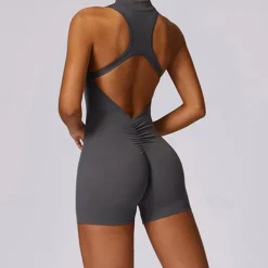 Women's Jumpsuit Workout Jumpsuit Onesie Zipper Solid Color Bodysuit Romper Black Fuchsia Yoga Fitness Gym Workout High Waist Breathable Soft Sleeveless Sport Activewear Micro-elastic Slim