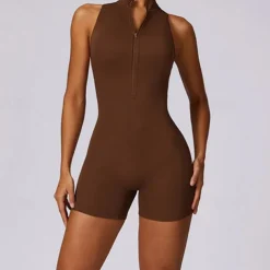 Women's Jumpsuit Workout Jumpsuit Onesie Zipper Solid Color Bodysuit Romper Black Fuchsia Yoga Fitness Gym Workout High Waist Breathable Soft Sleeveless Sport Activewear Micro-elastic Slim