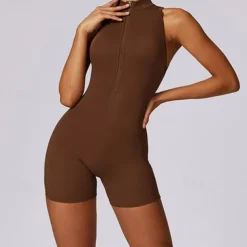 Women's Jumpsuit Workout Jumpsuit Onesie Zipper Solid Color Bodysuit Romper Black Fuchsia Yoga Fitness Gym Workout High Waist Breathable Soft Sleeveless Sport Activewear Micro-elastic Slim