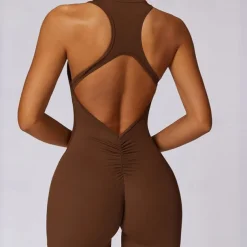 Women's Jumpsuit Workout Jumpsuit Onesie Zipper Solid Color Bodysuit Romper Black Fuchsia Yoga Fitness Gym Workout High Waist Breathable Soft Sleeveless Sport Activewear Micro-elastic Slim