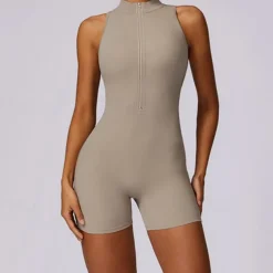 Women's Jumpsuit Workout Jumpsuit Onesie Zipper Solid Color Bodysuit Romper Black Fuchsia Yoga Fitness Gym Workout High Waist Breathable Soft Sleeveless Sport Activewear Micro-elastic Slim