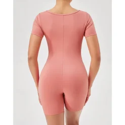 Women's Jumpsuit Workout Jumpsuit Onesie Solid Color Bodysuit Romper rice white Black Yoga Fitness Gym Workout High Waist Breathable Soft Short Sleeve Sport Activewear Micro-elastic Slim