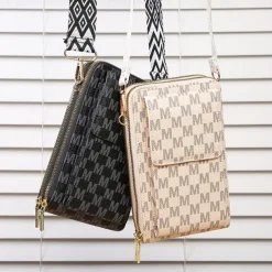 Women's Korean version of mobile phone bag with large capacity wide shoulder strap crossbody bag fashionable zipper sturdy zero wallet mobile phone bag